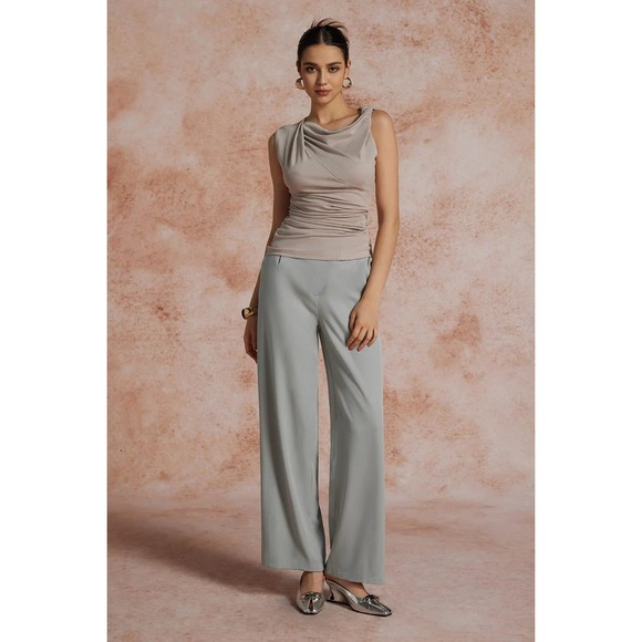 Micas Gray Wide Leg Dress Pants High Waist Career Casual Trousers Size M - Picture 16 of 16